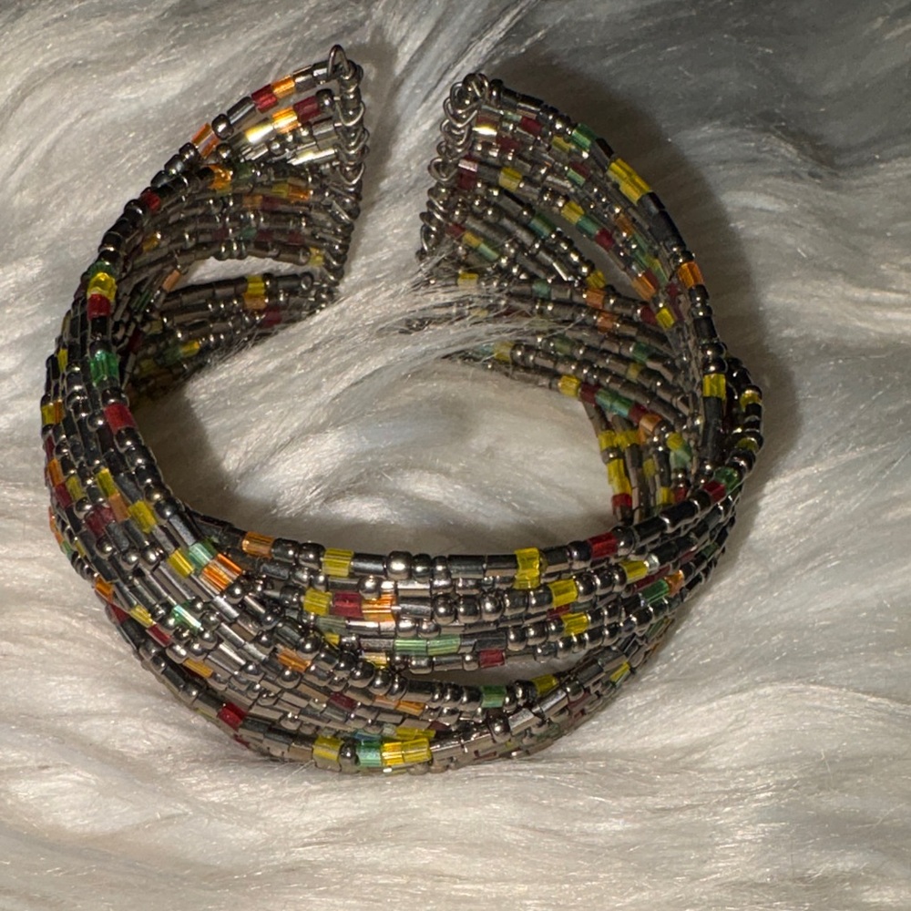 Multicolor Seed Bead Cuff Bracelet - Women Jewelry